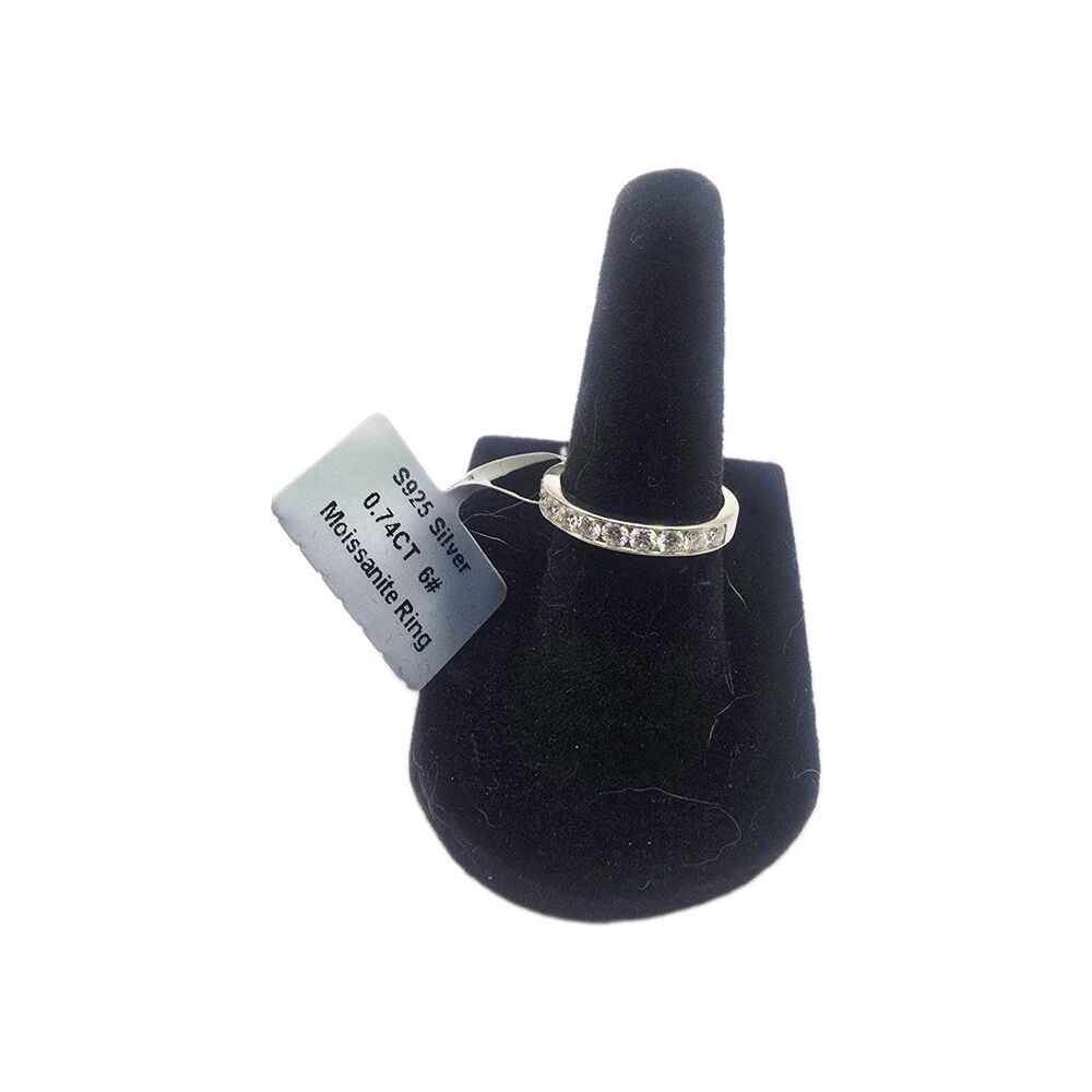 925 Sterling Silver 0.74CT Moissanite Channel Set Band Ring Size 6 NWT